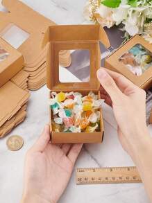 20 件/10 件/5 件 - 方形牛皮纸盒，带透明窗口，迷你香皂礼品盒，用于包装珠宝展示婚礼派对礼品，可折叠纸质礼品盒，用于派对婚礼包装