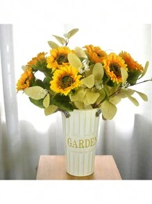 7pcs, Realistic Sunflower Flower For DIY Crafts And Home Decor - Blooming Indoor/Outdoor Faux Flower For Bridal Bouquet And Table Decor.