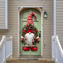 1pc Gnome Door Hanging Banner - Polyester, Multipurpose, No Electricity Required, Festive Decoration Picture For Indoor Use, Ideal For Home & Holiday Decor, Fits Standard Doors 71x35 Inches Best Gifts Birthday Home Decor Christmas Decorations Room Decor Christmas