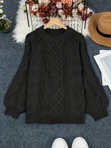 大码宽松休闲圆领长袖针织毛衣