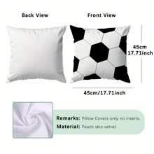 1 Peça Capa de Almofada Decorativa com Tema de Futebol, 45cm x 45cm - Veludo Pêssego Macio Poliéster, com Zíper, Lavável em Máquina, Adequado para Decoração Doméstica e de Escritório