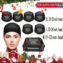 1-6Pack Mesh Dome Cap For Wig Making Stretchable Dome Mesh Lace Front Wig Caps For Women (Black) - Multicolor - View 20
