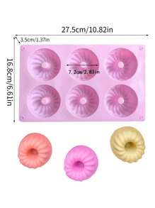 1 Khuôn bánh silicon Savarin 6 khoang sáng tạo, khuôn nướng bánh mì 3D, dụng cụ làm bánh Mousse, bánh Pudding kiểu Pháp DIY - Màu tím hoa cà - Xem 2
