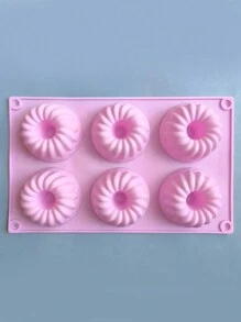 1 Khuôn bánh silicon Savarin 6 khoang sáng tạo, khuôn nướng bánh mì 3D, dụng cụ làm bánh Mousse, bánh Pudding kiểu Pháp DIY - Màu tím hoa cà - Xem 4