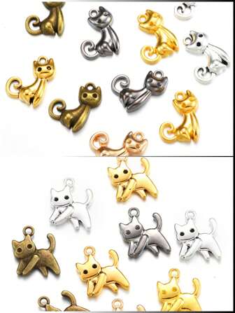 10/20 件可爱猫咪饰品合金适用于项链耳环吊坠 DIY 工艺珠宝制作 D9349-9345