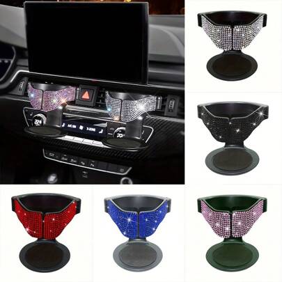 1pc Car Cup Holder, Rhinestone Crystal Car Air Vent Cup Holder, Beverage Cup Holder, Air Conditioner Vent, Ashtray Rack, Storage Rack
