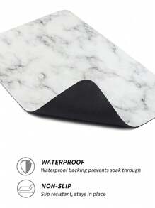 1 Pc Marble Pattern Non-Slip Waterproof Dish Drying Mat