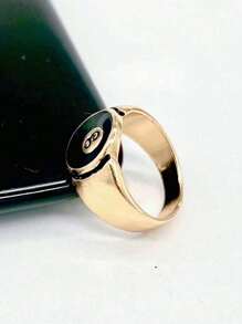 1pc Fashionable Unique European & American Design Black 8-Ball Ring, Thick Jewelry Suitable For Daily Wear For Men - Lucky Black 8 Ball - View 2