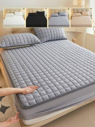1 pezzo Lenzuolo con angoli in tinta unita, biancheria da letto, lenzuolo con angoli, coprimaterasso, biancheria da letto delicata sulla pelle, morbida e confortevole, copriletto trapuntato spesso, coprimaterasso con tasche profonde, traspirante, realizzato in tessuto morbido e traspirante, lenzuolo con angoli per letti singoli, matrimoniali, king e queen, lavabile in lavatrice (senza federe), regalo per la Festa della Mamma, regalo perfetto per le feste