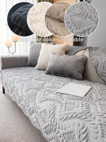 1pc Plush Stitching Sofa Cushion, Simple Style Soft, Anti-Slip And Dirt-Resistant Sofa Pad For All Seasons - Grey - View 1