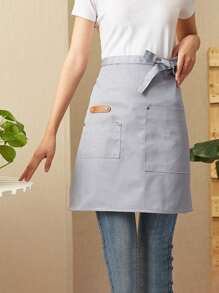 قطعة واحدة من مريلة الطباخ مريلة عمل المطبخ متعددة الألوان مريلة بستره متوسطة الطول مناسبة للجنسين مع جيبين