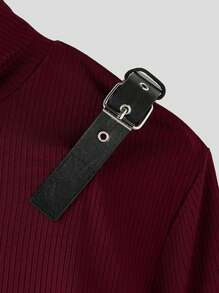 INCERUN Fashion Mens High Neck Long Sleeve Asymmetrical Hem Solid Knitted Tops Casual Slim Skinny Pullover Shirt - rượu vang đỏ - Xem 7