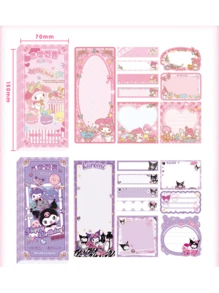 Sanrio 1/4 stuks Sanrio Memo Pads, Hoge Kwaliteit, Studenten Gebruik, Notitieblok, Drievoudig Memo Boek, Gemengde Ontwerpen