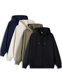 Men's Hooded Cardigan Sweatshirt, Loose Fit With Zipper, Suitable For Outdoor Travel, A One-Piece Men's Top For Autumn And Winter, A Good Choice For Casual Vacation Gifts.