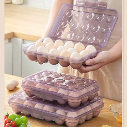 1PC Portátil 6/15/24 Grade Caixa de Armazenamento de Ovos com Tampa para Piquenique ao Ar Livre, Churrasco e Camping Protetor de Ovos Cozinha Geladeira Bandeja de Ovos Ferramentas