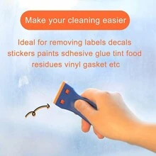 2pcs Plastic Razor Blade Scraper Remover And 100pcs Blades, Remove Labels, Stickers, Decals Without Scratches On Windows, Car Glass, For Removing Adhesive, Gasket, Paint - Blue and Orange - View 7