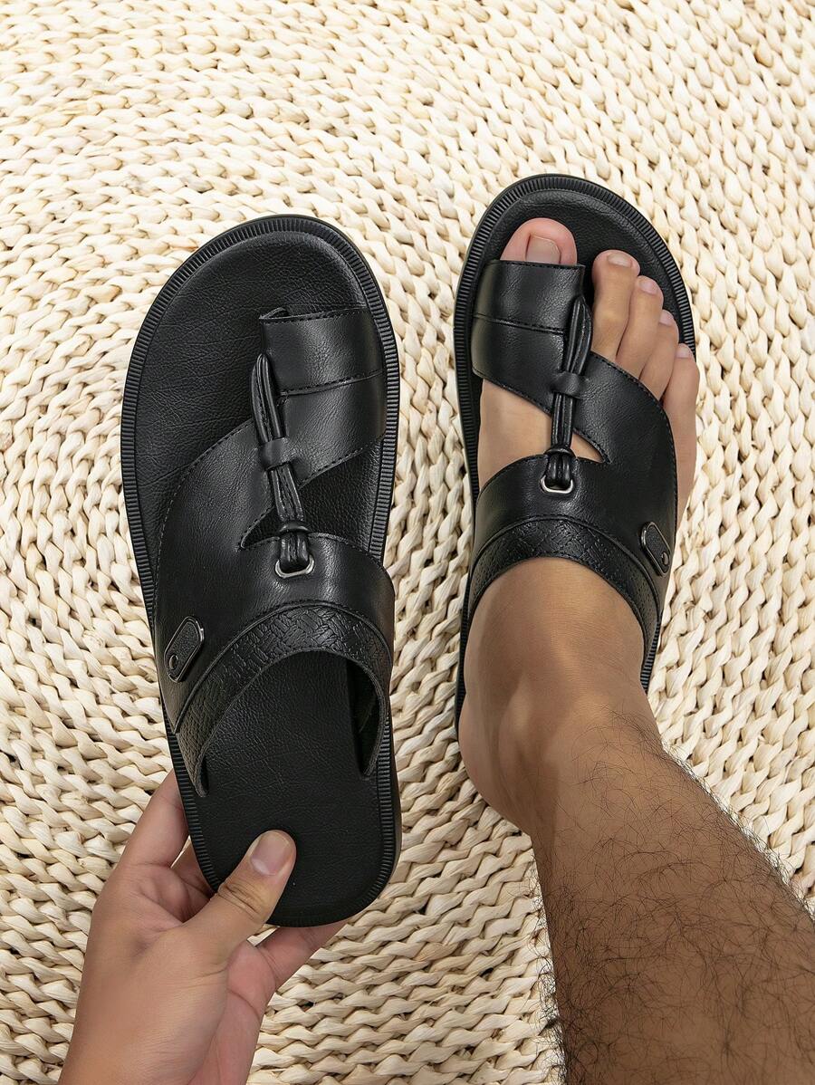 Men's Style Sandals, Arabic Formal Slippers - Black - View 1