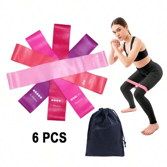Set Of 5 Women's Mini Resistance Loop Exercise Bands For Home Gym, Butt & Leg Workouts, Yoga, Pilates & Strength Training Gym Accessories