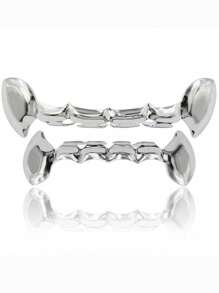 1PC&2pcs Vampire Teeth Grillz Teeth Gold Grills For Your Teeth Hip Hop Half Fang Slug Grillz For Women 18K Gold Plated Gold Jewlry Rapper Costume