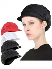 2pcs Chef Hat For Women And Men, Work Cap With Brim For Cooking, Bakery