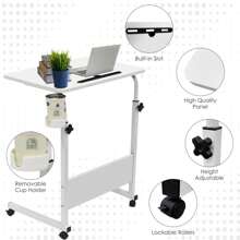 GRANDMA SHARK  Laptop Table For Sofa Or Bed, Laptop Desk, Standing Height Adjustable Computer Desk, Portable Side Table, Bed Table, Sofa Table - White-60*40cm - View 2