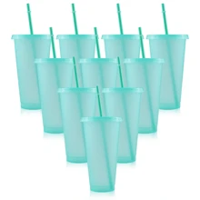 10pcs Reusable Glitter Plastic Cups With Lid And Straws, 24oz Colorful Bulk Party Cups, Cold Travel Cups, Suitable For Ice Drinks, Water, Coffee, Parties, Gatherings, Camping, Water Bottles