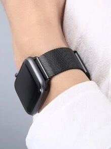 1 pieza Banda de reloj de acero inoxidable estilo Milán, compatible con Apple Watch 38mm/40mm/41mm/42mm/44mm/45mm/46mm/49mm, se ajusta a Ultra/Series 11/10/9/8/7/6/5/4/3/2/1SE, correa unisex brillante para smartwatch de negocios, pulsera de repuesto con cierre magnético elegante, regalo elegante para cumpleaños, Navidad - 42/44/45(M) - Ver 11