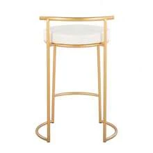 Round 26" Contemporary Fixed-Height Counter Stool In Gold Metal And White Faux Leather By LumiSource - Set Of 2,DreamDecor