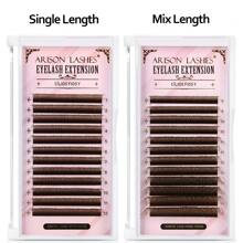 ARISON Brown YY Eyelashes Extensions Y-Shape Lashes C/D Curl 8-15mm Mixed Length  Eyelash Volume Fans 0.07mm Thickness 12 Rows Cluster Pre Fanned Wispies Crisscross Eye Lashes  Full Fluffy Volume Look  Hand Woven Natural Soft