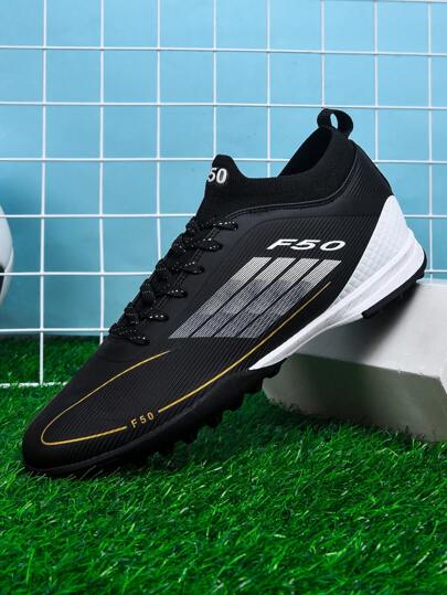 1 Pair Football Cleats, Suitable For Outdoor Artificial Grass Field, Indoor Training Pitch, Professional Team Sports Shoes, Front Lace-Up, Non-Slip Rubber Sole TF Short Studs, Lightweight High Performance Design, Popular Football Boots