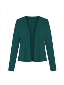 Women's Two-Piece Dress Set Solid Color Long-Sleeved Cardigan Coat Geometric Print Round Neck Sleeveless Bodycon Hip Dress Elegant Ladies Casual Daily Party Universal - Dark Green - View 5