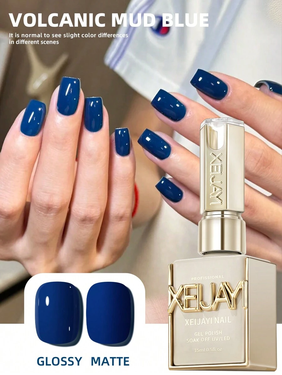 1pc 15ml Volcanic Mud Blue Gel Nail Polish Starter Pure Soak Off No Wipe Nail Gel Polish Suitable For All Seasons Nails