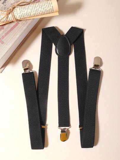 1pc 25mm Men's Solid Color Elastic Suspenders Macaron 3 Clips Adjustable Braces Elastic Webbing Men Suspenders (Thick High Elastic Style, Length 60-90cm) Autumn-Winter Accessories Halloween Costume,Suitable For Teens, Youth,Men,Casual, Outdoor, Athletic, Vacation, Graduation Gifts, Birthday, Daily Wear