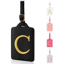 Personalized Initial Luggage Tags For Suitcases, Chenille Letter Cute Luggage Tags With Privacy Cover Name Card, Embroidered Luggage Travel Bag Tags Gifts For Women Kids Teens,Christmas Gifts Summer Black Travel Essentials Workout School Supplies Camping Holiday Essentials Vacation Accessories Travel Accessories Cruise Suitcase Tag Bag For School School Accessories School Stuff