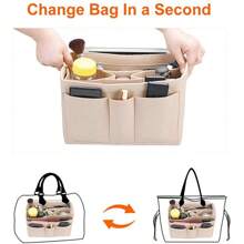 NYXIA Geantă de depozitare de buzunar din pâslă la modă pentru femei, stil casual, bej, poliester, fără margini de ulei, ușoară, lavabilă la mașină/curățare uscată, potrivită pentru geantă de umăr, geantă de tote geantă de mână, fără imprimeuri Cadouri de iarnă pentru femei Accesorii de călătorie