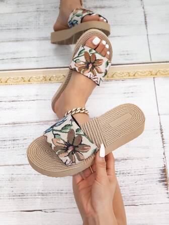Women's Wedge Sandals, Low Heel Sandals, Beige Color Casual Open Toe Sandals, Suitable For Outdoor, Beach, Travel, Daily Wear Valentines