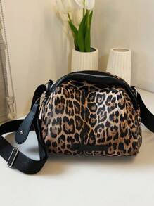 One Piece, Fashion Casual Everything, Crossbody Shoulder Bag, Leopard Print Pu Shell Bag, Suitable For Ladies Leisure Street And Daily Commute