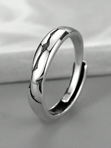 1 件男士单时尚开口戒指，炫酷编织链环，复古仿银色调