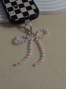 1 件简约时尚 DIY 手工串珠蝴蝶结装饰适用于服装包手机壳钥匙扣完美生日 - 可拆卸卡夹和防丢失贴纸兼容 iPhone 15 iPhone 14 圣诞节礼物感恩节复古 - 彩色 - 查看 2