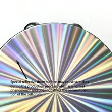 1 件 6/8/10 英寸手持铃鼓，单排铃铛伴奏奥尔夫打击乐器，适用于 Ktv、派对氛围节日礼物（不含鼓槌），铃鼓，鼓槌，鼓槌 - 彩色 - 查看 4