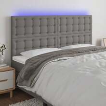 vidaXL Tête de lit à LED Gris foncé 200x5x118/128 cm Tissu