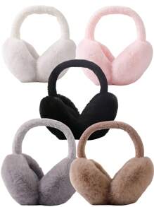 1 pieza Orejeras plegables de invierno cálidas, orejeras de color liso y suave, protección contra el frío para ciclismo, deportes al aire libre, prueba de frío, para estudiantes, como regalo para hombres y mujeres