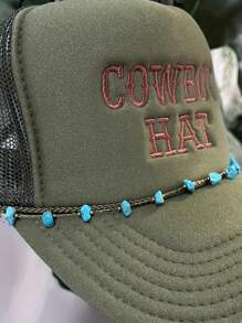 1 pièce Chaîne de casquette de baseball turquoise à la mode - Style festif et décontracté, convient aux casquettes de baseball et aux casquettes à grillage, facile à clipser