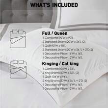 Regency Heights Old Money Aesthetic Luxury 8 Piece Bedding Comforter Set With Quilt Set Collection, All-Season Down Alternative Bedding With Matching Shams,Decorative Pillows,Luxury Home Textile For Modern Luxury Room Decor, Mother's Day Thanks Giving Gifts - Grey - View 8