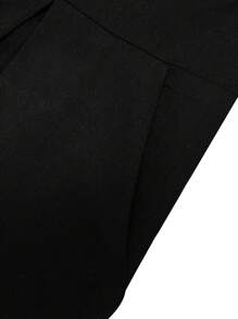 cimmuovere Uniform Set Black V-Neck Belted Long Sleeve Trousers Scrubs