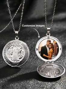 Custom Necklace Stainless Steel Vintage Round Cross Pendant Virgin Mary Saint Necklace