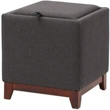 Ottomans Foot Stool With Storage,Square Foot Rest Stool Seat,Upholstered Soft Footrest Stool,Solid Wood Feet Sofa Coffee Table Footstool (Green) - Dark Grey - View 1