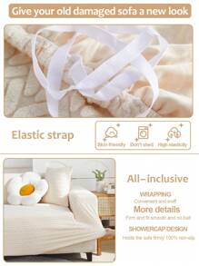 1 PC Sofa Cover All Inclusive Universal Set Jacquard Velvet All Season Universal Type Lazy Cat Scratch Resistant,Modern Minimalist Style L-Shaped Anti Slip Sofa Protective Cover, Living Room 1/2/3/4 Seat Sofa Cover - Youmai-cream White - View 5