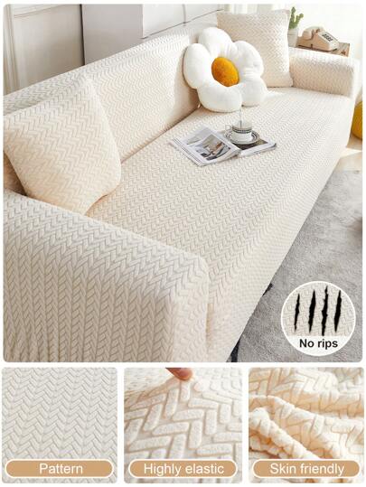 1 Stück Sofabezug Komplettset Jacquard Samt Ganzjahres Universaltyp Kratzfest Faule Katze, moderner minimalistischer Stil L-förmiger rutschfester Sofaschutzbezug, Wohnzimmer 1/2/3/4-Sitzer Sofabezug