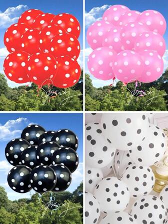 30/60 piezas Globos de látex redondos de 12 pulgadas con lunares para fiestas de cumpleaños, eventos y decoración navideña